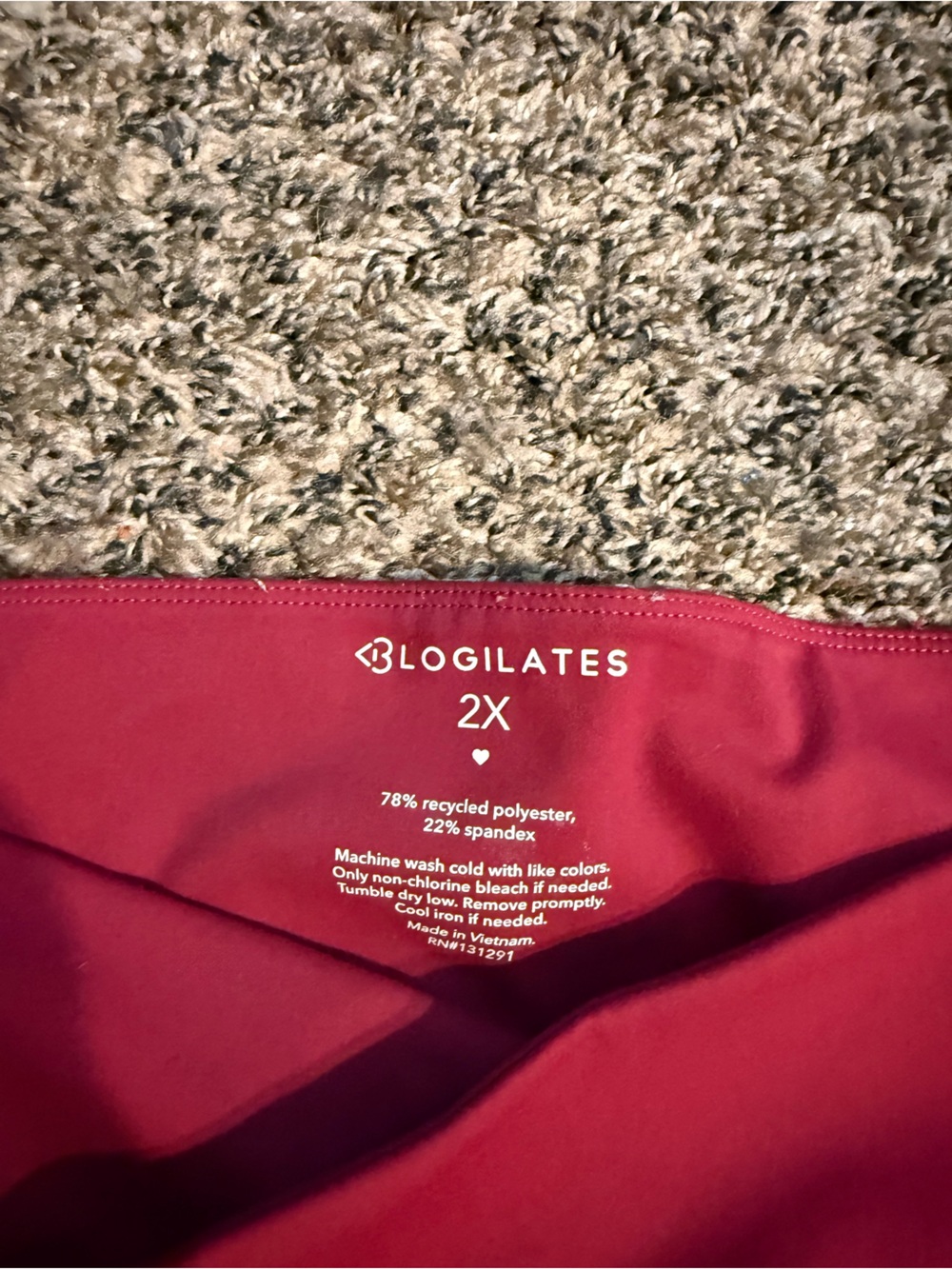 Blogilates 2x cranberry leggings